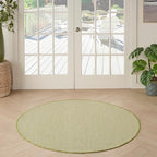 Nourison Home Courtyard Ivory Green 4' x Round Area Rug - Easy Clean, Non Shedding, Bed Room, Living Room, Dining Room, Kitchen (4' x Round)