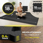 bemaxx Gym Mats Set - 18 pcs EVA Interlocking Foam Floor Tiles (12.6"x12.6"x0.4") 18sqft Protective Gym Flooring Sports Home Workout Exercise Mats Puzzle Garage Fitness Play-Room Pool Treadmill Bike