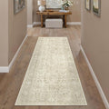 Beige Runner Rug 2x6 Vintage Area Carpet Hallway Long Indoor Kitchen Washable Living Room Low Pile Traditional Distressed Retro Accent Throw Rug Non Slip Laundry Bathroom Office