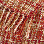 Multi-Color Dark Red Cable Woven Throw Blanket for Couch,50"X60" Boho Style Textured Blankets for Home Decor,Super Soft Warm Cozy Chunky Blanket with Decorative Tassels for Bed
