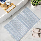 Cotton Morroccan Area Runner Rug 27x45 Inches - Spa Blue, Non Slip Washable Boho Woven Runners Ideal for Hallways, Kitchen, Bedroom, Laundry Room | Farmhouse Blue Decorative Floor Mats for Balcony