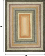 SAFAVIEH Washable Rug Outdoor Braided Collection - 7' Square, Multi, Handmade & Reversible, Non-Shedding & Easy to Clean, Ideal for Patio, Backyard, Mudroom (BRD308A)