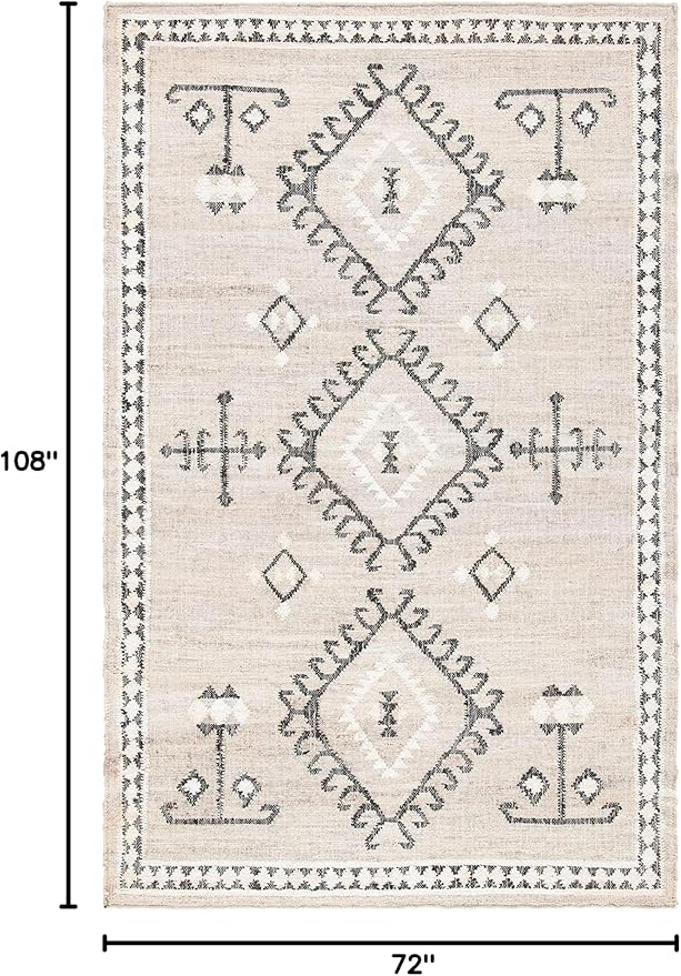 SAFAVIEH Kilim Collection Area Rug - 6' x 9', Grey & Black, Handmade Flat Weave Jute, Ideal for High Traffic Areas in Living Room, Bedroom (KLM762F)