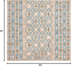 SAFAVIEH Kilim Collection Area Rug - 7' Square, Natural & Blue, Flat Weave Jute Design, Ideal for High Traffic Areas in Living Room, Bedroom (KLM759M)