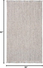 SAFAVIEH Natural Fiber Collection Accent Rug - 3' x 5', Grey & Natural, Handmade Woven Fringe Jute, Ideal for High Traffic Areas in Entryway, Living Room, Bedroom (NF826F)