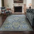 GENIMO Washable 3x5 Area Rug, Soft Vintage Floral Boho Carpet, Low-Pile Non-Slip Rug for Living Room, Bedroom, Dining Room, Nursery, Dark Blue