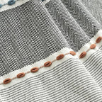 Lush Decor Herringbone Stripe Woven Tassel Yarn Dyed Cotton Throw Blanket 50" W x 60" L Black & Multi - Striped Throw Blankets - Black Couch Blanket