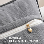 MIULEE Pack of 2 Grey Decorative Pillow Covers 22x22 Inch Soft Chenille Luxurious Couch Throw Pillows Farmhouse Cushion Covers Euro Shams with Elegant Design for Sofa Bedroom Living Room Home Decor