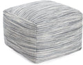Anji Mountain Pouf Ottoman Foot Rest, Handmade Ottoman Pouf, Comfortable Foot Stool, Decorative Floor Seating for Living Room Decor, Bedroom & Home Décor Accent - Shadowed Stripe