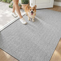 LUMI Ultra Thin Indoor Door Mat for Entrance 48"x72", Non Slip Entryway Mat, Low Profile Doormat, Unique Herringbone Design Carpet for Inside, Patio, Porch, Gray