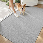 LUMI Ultra Thin Indoor Door Mat for Entrance 48"x72", Non Slip Entryway Mat, Low Profile Doormat, Unique Herringbone Design Carpet for Inside, Patio, Porch, Gray