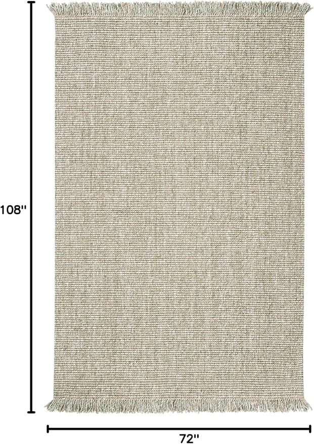 SAFAVIEH Natural Fiber Collection Area Rug - 6' x 9', Green & Natural, Handmade Woven Fringe Jute, Ideal for High Traffic Areas in Living Room, Bedroom (NF826Y)