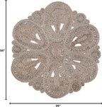 SAFAVIEH Area Rug 8' Round - Natural Fiber Collection - Large - Grey, Handmade Jute, Decorative Boho Floral Design (NF360C)