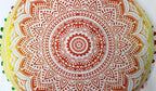 CRAFT KALA Boho Large Floor Pillow Pouf Cover Mandala Meditation Room Pillow Cover for Adults Round Bohemian Seating Pouf Cushion Cover for Kids Playroom 22" Yellow Orange Ombre