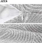 AELS Boho Decorative Textured Throw Pillow Covers 18x18, Modern Mid Century Rainbow Tufted Pillow Case, Farmhouse Rustic Geometric Woven Cushion Case for Bed Couch Sofa, Light Gray