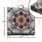 Mandala Meditation Cushion, Boho Meditation Mat, Meditation Pillows For Sitting on Floor, Cushions for Sitting in Home and Outdoor, Square Floor Pillow Cushion Seating for Yoga Accessories 22'' x 22''