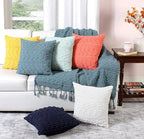 ACCENTHOME Boho Throw Pillow Cover 18x18 Inch (2 Pc) Cotton Hand Woven Decorative Design Pillows For Farmhouse Couch Sofa Bedroom | Off White Tufted Pillow Covers | Home Decor Textured Hug Pillowcases