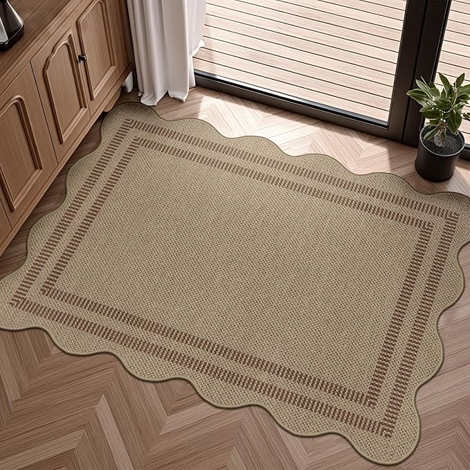 Easy Jute Outdoor Mats for Front Door, 2x3 Small Washable Kitchen Rugs, Farmhouse Brown Throw Rug Non Slip Indoor Outdoor Carpet for Entryway Porch Foyer