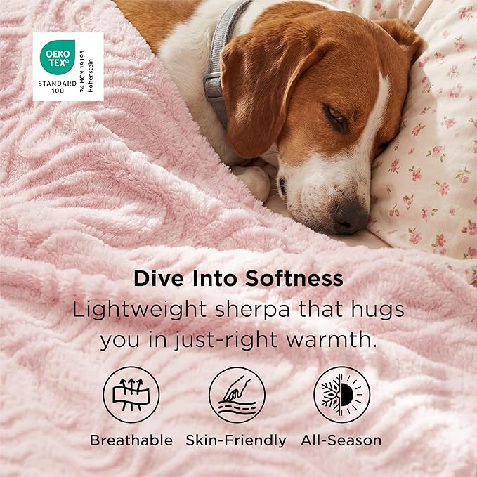 Bedsure GentleSoft Pink Throw Blankets for Women - Super Soft Cozy Christmas Blankets for Girls, Fluffy Fleece Throw for Couch, Pink Christmas Decor Aesthetic Gifts for Women, 50x60 Inches