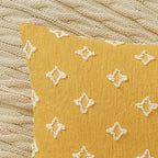 ANRODUO Pack of 2 Yellow Floral Boho Decorative Throw Pillow Covers with Tufted Rhombic Jacquard for Fall Room Decor Boho Pillow Covers Decorations 18x18 Soft Pillowcase for Couch Sofa Living Room