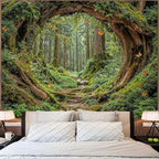 Accnicc Forest Tapestry Green Nature Tree Wall Tapestry for Bedroom Aesthetic Jungle Outdoor Landscape Extra Large Tapestries Wall Hanging for Dorm Living Room Decor 90 x 68 Inch