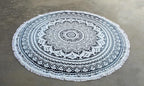 Round Beach Tapestry Turquoise Mandala Throw/Boho Hippie Beach Blanket Roundie/Indian Cotton Bohemian Large Round Table Cloth-Home Decor/Yoga Mat Meditation Picnic Rug (42", Grey)