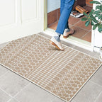 Cotton Morroccan Area Runner Rug 27x45 Inches - Beige, Non Slip Soft & Sturdy Patio Runners Ideal for Hallways, Entryway, Kitchen, Bedroom | Machine Washable Neutral Boho Door Mat for Bathroom