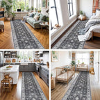 Hallway Washable Runner Rug - 3x10 Kitchen Rugs Entryway Rug Runner Vintage Soft Floor Mat Non Slip Indoor Farmhouse Carpet for Bathroom Living Room Bedroom (3 X 10, Black)