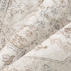 Beige Runner Rug 2'6"x8' Washable Vintage Carpet Hallway Kitchen Soft Retro Low Pile Thin Indoor Bedroom Non Slip Oriental Medallion Long Throw Rug for Bathroom Laundry Dining Room