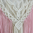 Macrame Wall Hanging Shelf Pink Floating Shelves Rope Shelf for Hanging Plants Pink Boho Decor for Bedroom Living Room, Gift for Housewarming, 1 Tier