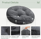 HIGOGOGO Floor Pillow Cushion for Adults, Meditation Cushion Pillow, Large Round Floor Sitting, Tufted Corduroy Cover, for Tatami Living Room or Yoga, 22x22 Inch, 2Pack, Dark Grey