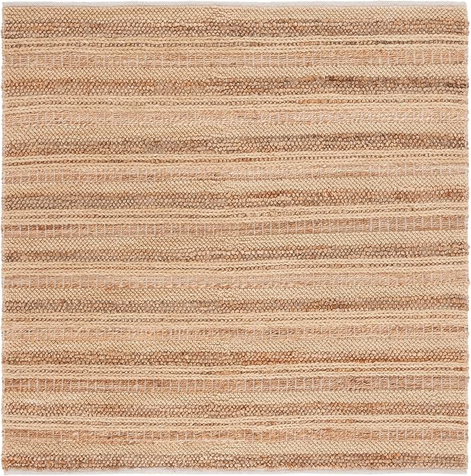 SAFAVIEH Natura Collection Area Rug - 6' Square, Natural & Beige, Rustic Farmhouse Design, Handmade Wool & Jute, Ideal for The Living Room, Bedroom, Dining Room (NAT501A-6SQ)