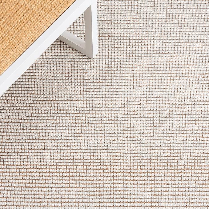 SAFAVIEH Natural Fiber Collection Area Rug - 10' x 14', Ivory & Natural, Handmade Woven Farmhouse Fringe Jute, Ideal for High Traffic Areas in Living Room, Bedroom (NF826A)