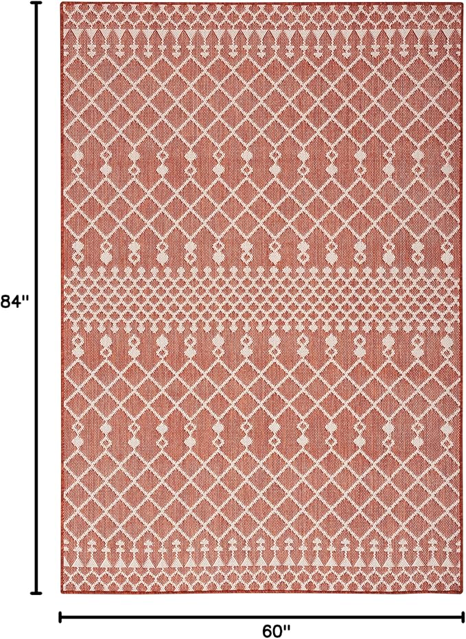Nourison Home Positano Terracotta 5' x 7' Area Rug - Easy Clean, Non Shedding, Bed Room, Living Room, Dining Room, Kitchen (5' x 7')