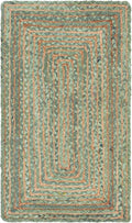 SAFAVIEH Cape Cod Collection Area Rug - 2'3" x 5', Green & Natural Brown, Handmade Jute & Cotton, Woven Braided Design (CAP202Y)