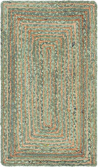 SAFAVIEH Cape Cod Collection Area Rug - 2'3" x 5', Green & Natural Brown, Handmade Jute & Cotton, Woven Braided Design (CAP202Y)