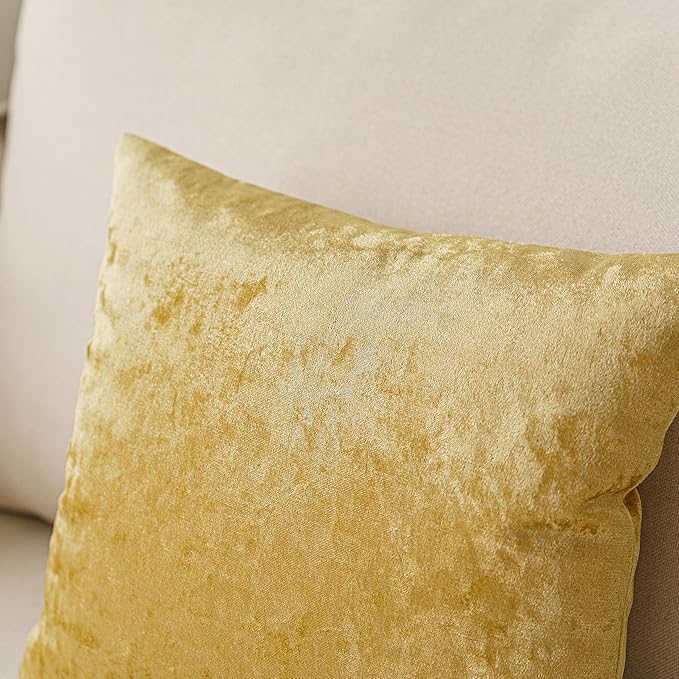 NiNi ALL Decorative Throw Pillow Covers Pack of 2, Velvet Throw Pillow Cases for Couch Pillows Cover Bedroom Living Room Outdoor Pillow Covers 16x16 Inch Gold