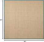 SAFAVIEH Area Rug 8' Square - Natural Fiber Collection - Natural & Light Blue, Seagrass, Basketweave Pattern with Border (NF114M)