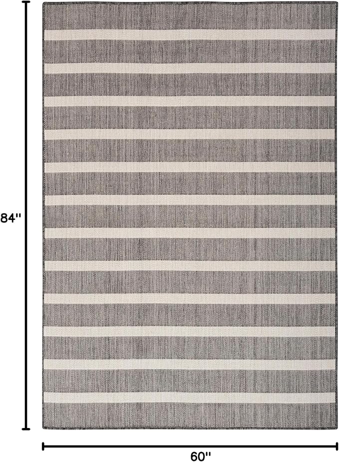Nourison Home Positano Charcoal Ivory 5' x 7' Area Rug - Easy Clean, Non Shedding, Bed Room, Living Room, Dining Room, Kitchen (5' x 7')