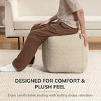 Anji Mountain Pouf Ottoman Foot Rest, Handmade Ottoman Pouf, Comfortable Foot Stool, Decorative Floor Seating for Living Room Decor, Bedroom & Home Décor Accent - Natural