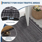 Garvee Scalloped Washable Area Rug 6x9 Rugs for Living Room Boho Non Slip Large Area Rug for Bedroom Modern Soft Low Pile Stain Resistant Carpet for Office Dining Room Classroom 6'x9' Dark Grey