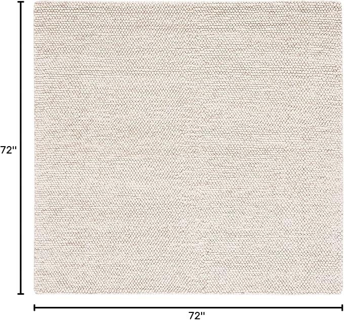 SAFAVIEH Natura Collection Area Rug - 6' Square, Beige & Ivory, Handmade Wool Blend, Textured Design, Ideal for Living Room, Bedroom, Dining Space (NAT425B)