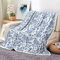 Floral Blanket Blue Floral Throw Blanket, Botanical Flowers Blankets, Soft, Flannel, Warm, Boho Flowers Bed Blankets All Season for Couch Bedroom Living Room, Blue-3 60X70 Inch