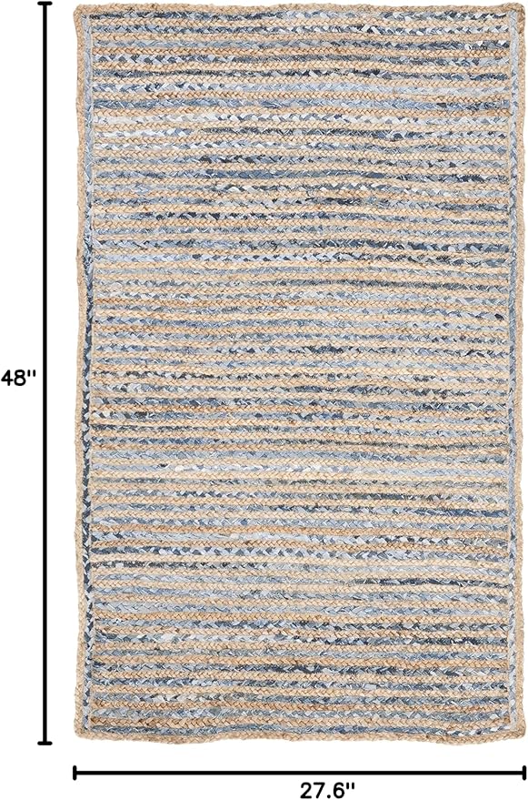 SAFAVIEH Cape Cod Collection 2'3" x 4' Natural/Blue CAP250A Handmade Flatweave Jute Entryway Living Room Foyer Bedroom Kitchen Accent Rug