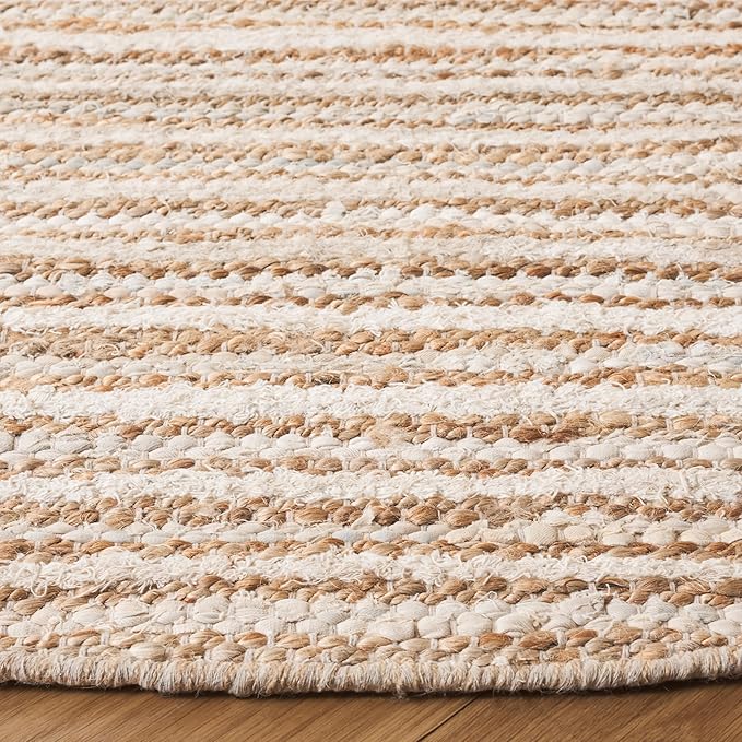 SAFAVIEH Cape Cod Collection Area Rug - 6' Round, Natural & Ivory, Handmade Jute Blend, Braided Design, Ideal for The Living Room, Dining, Bedroom (CAP151A)