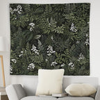 WNAGT Deep Green Floral Botanical Tapestry Wall Hanging, Cottage Core Decor, Vintage Fern Leaf Plant Flower Wall Blanket Decor for Home Bedroom Living Room, 50x60 Inch
