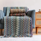 Bohemian Boho Throw Blankets, Knitted with Tassel, Outdoor Reversible Soft Cozy Lightweight Throw Blankets, Couch Bed Sofa Decorative Afghan Throw Blanket All Seasons Blue 50x60 inches