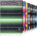 Hydration Nation Authentic Extra Large Mexican Blanket (70"x50") - Handwoven Yoga, Serape- Artisanal Falsa, Beach, Camping, Picnic, Outdoor - Tropical Green