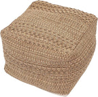LIFKOME Footstool Square Pouf Ottoman Cotton Pouf Chair Handmade Woven Foot Stool Soft Knitted Cotton Linen Footrest Square Floor Cushion Tatami Seats Cushion for Living Room Ottoman Pouf