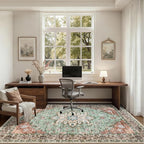 8x10 Area Rugs for Living Room: Washable Rug Soft Vintage Distressed Floral Carpet Indoor Floor Non-Slip Stain Resistant Large Carpets for Bedroom Dining Room Farmhouse Nursery Home Office Brown Green